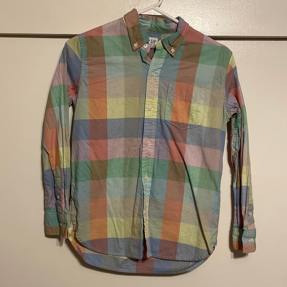 GAP Boys Large Plaid Button Down